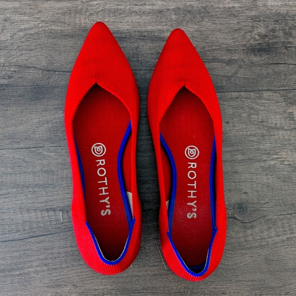 Rothy's Women's Size 8 Pointed Toe Red Flats - Picture 1 of 4